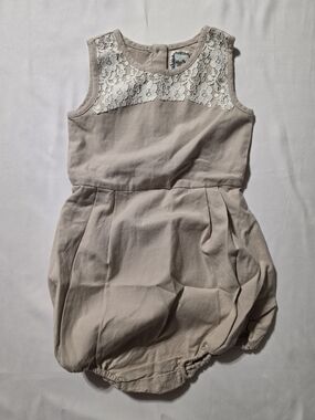 Little Prim Lace Yoke Sleeveless Bubble Romper - 4T